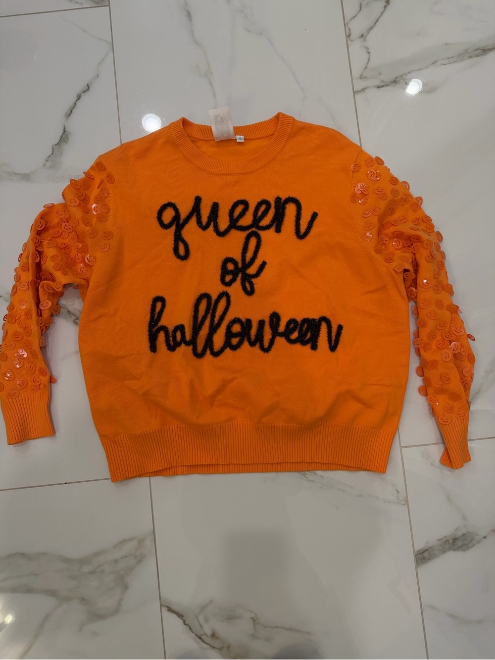 Queen of Sparkles Halloween Orange Women's Sweater